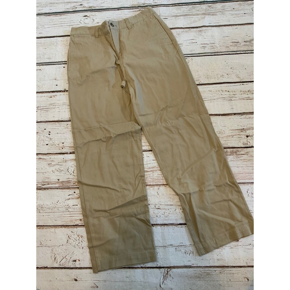 Chaps Boys Khaki Chino Pants Size 18 Tan Cotton Twill School Uniform Trousers